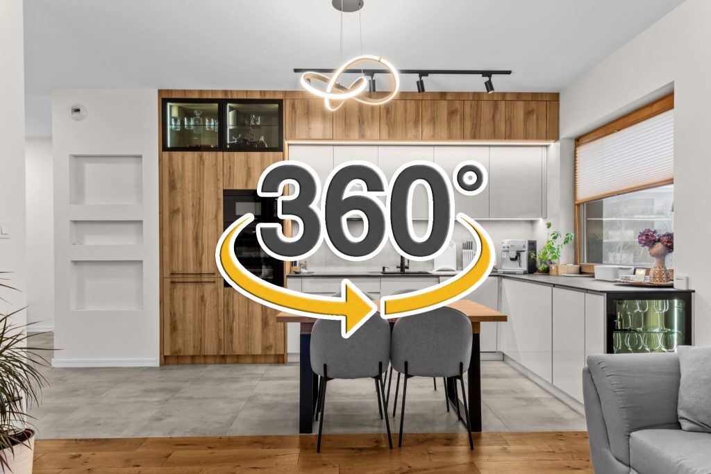 pokój z znakiem 360 jako wirtualny spacer nieruchomości
